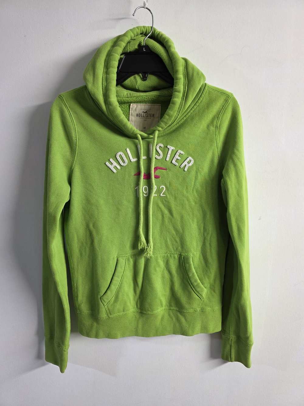 Y2K Hollister Lime Green Logo Hoodie Sweater Size M